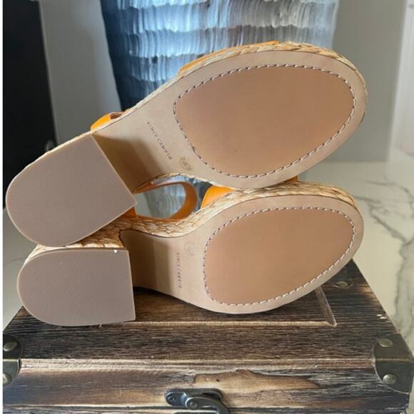 Vince Camuto Ranneli Leather Heeled Sandals in Mango - Picture 9 of 10